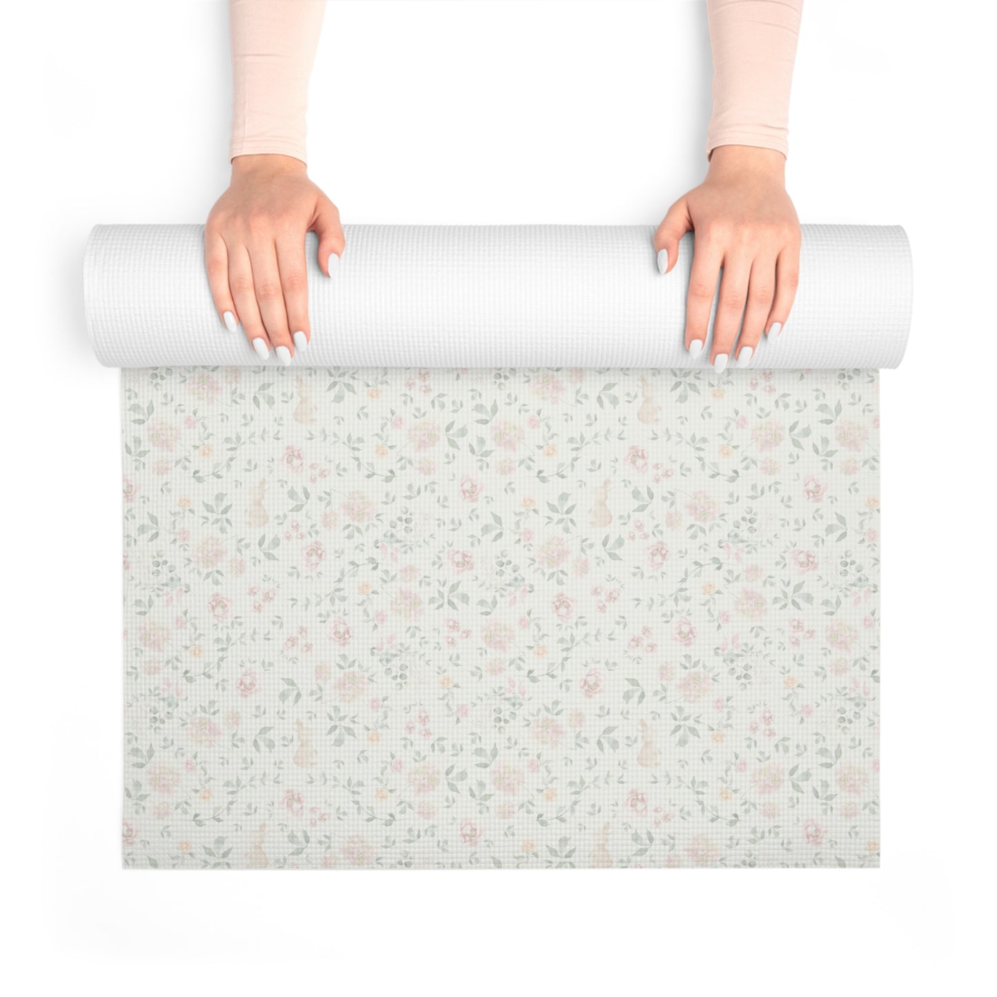 Floral Foam Yoga Mat — Pastel Tiny Blossom Non-Slip Exercise Mat