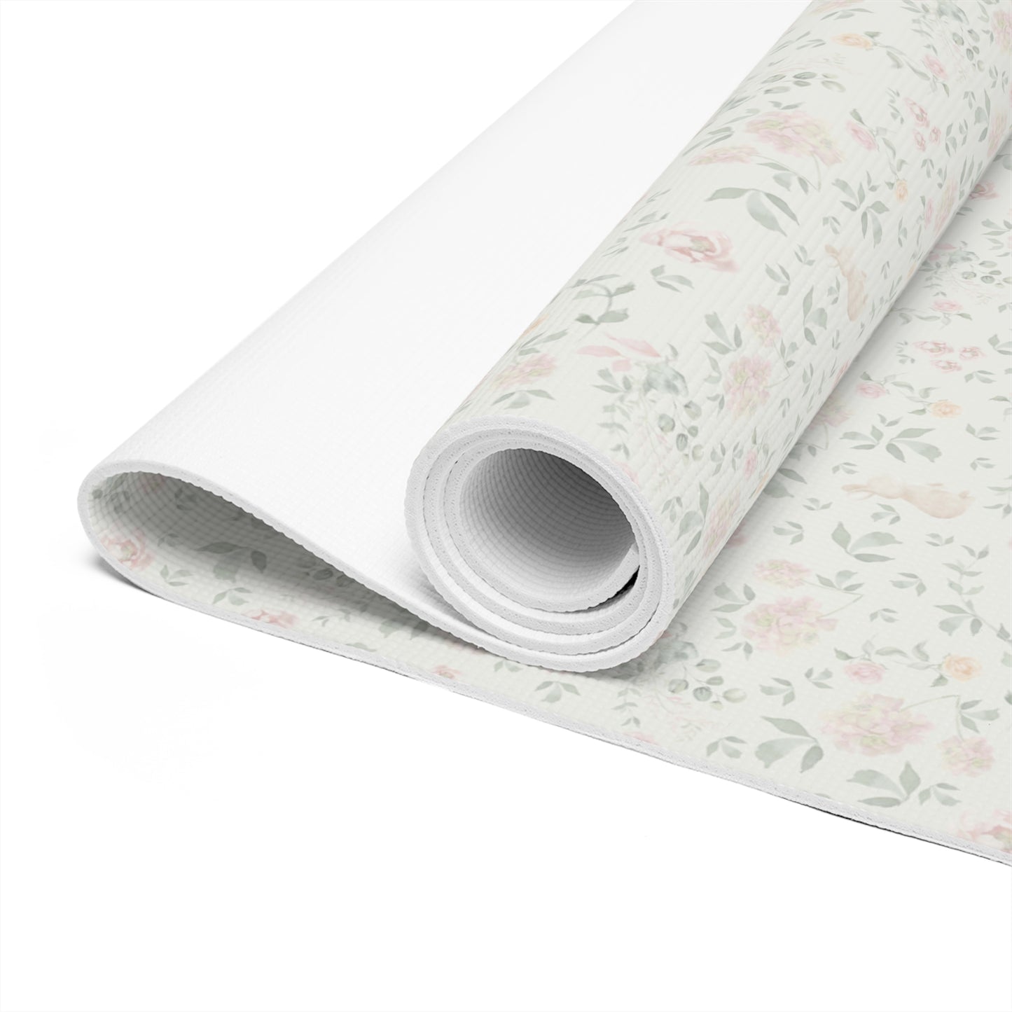 Floral Foam Yoga Mat — Pastel Tiny Blossom Non-Slip Exercise Mat